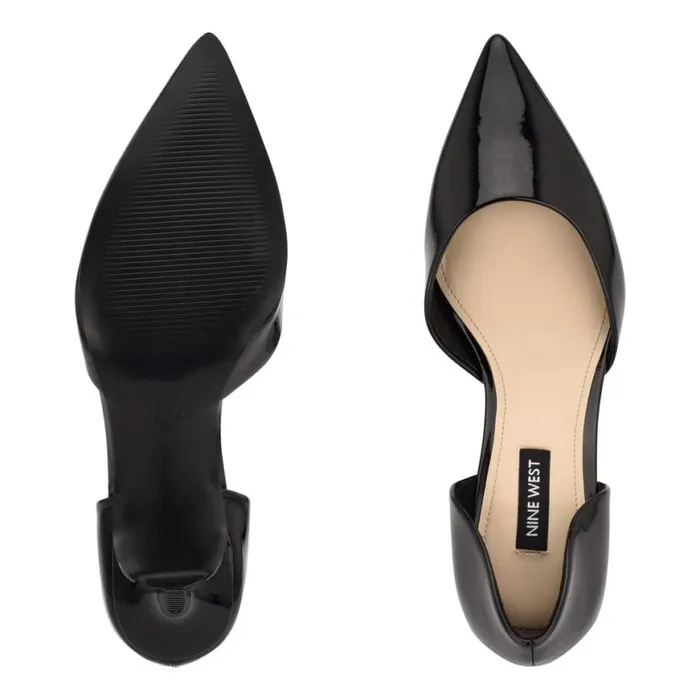 Nine West Heels Women Arive Pointy Toe Pumps Black Patent