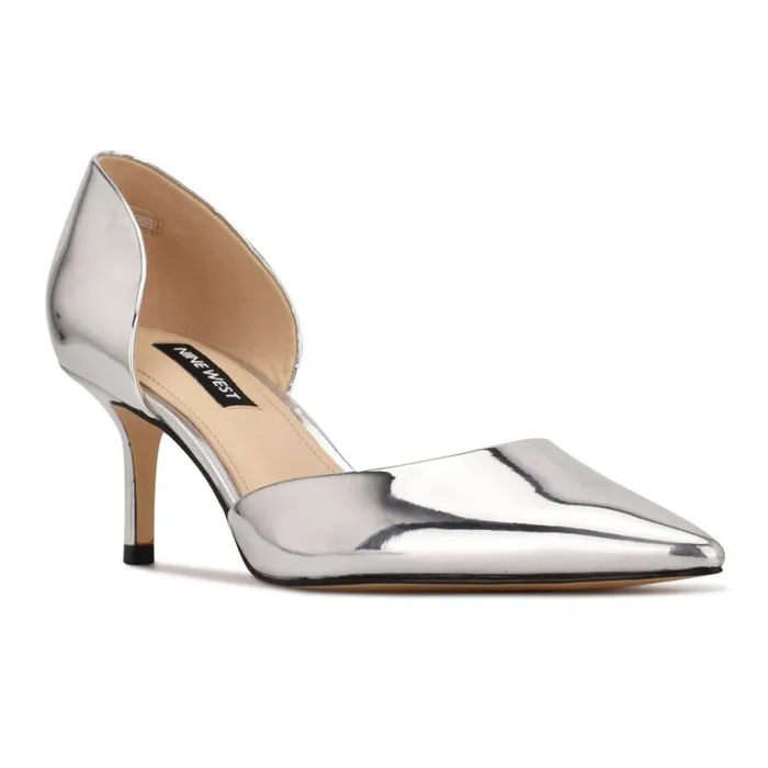 Nine West Heels Women Arive Pointy Toe Pumps Silver Mirror Metallic Nine West Heels Women Arive Pointy Toe Pumps Silver Mirror Metallic