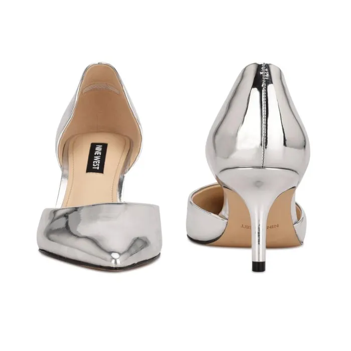 Nine West Heels Women Arive Pointy Toe Pumps Silver Mirror Metallic Nine West Heels Women Arive Pointy Toe Pumps Silver Mirror Metallic