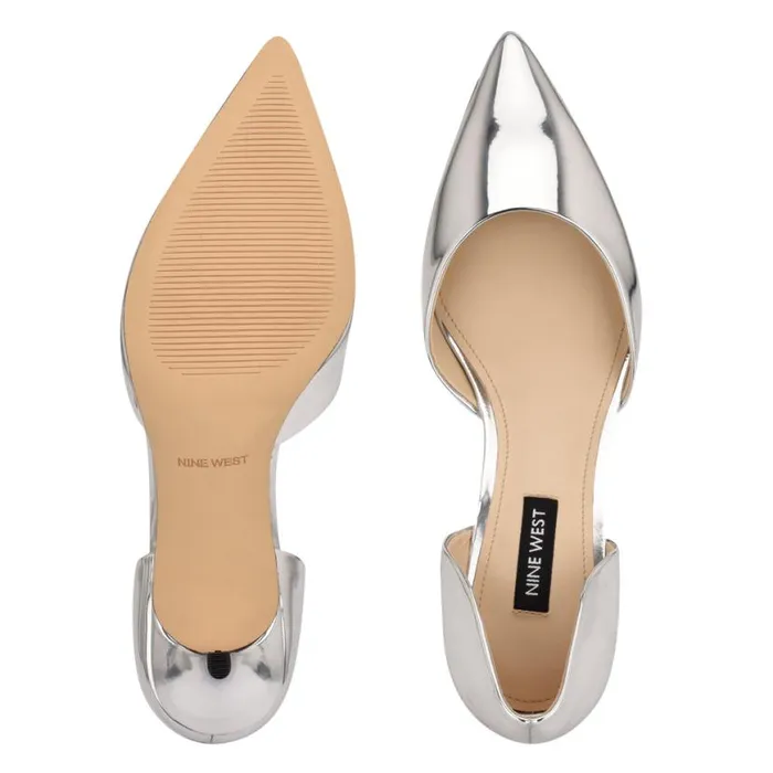 Nine West Heels Women Arive Pointy Toe Pumps Silver Mirror Metallic Nine West Heels Women Arive Pointy Toe Pumps Silver Mirror Metallic
