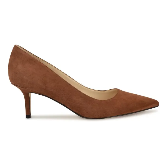 Nine West Heels Women Arlene Pointy Toe Pumps Dark Natural Suede