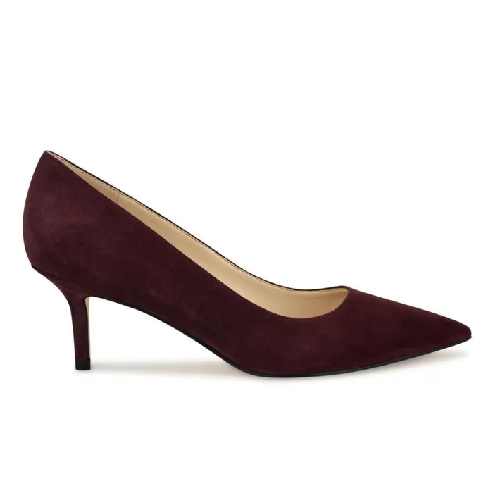 Nine West Heels Women Arlene Pointy Toe Pumps Dark Red Suede