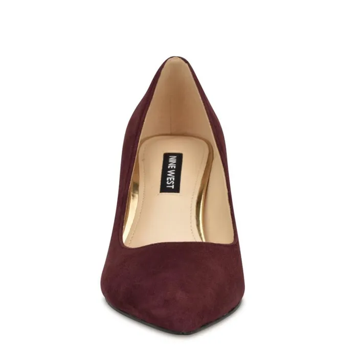 Nine West Heels Women Arlene Pointy Toe Pumps Dark Red Suede