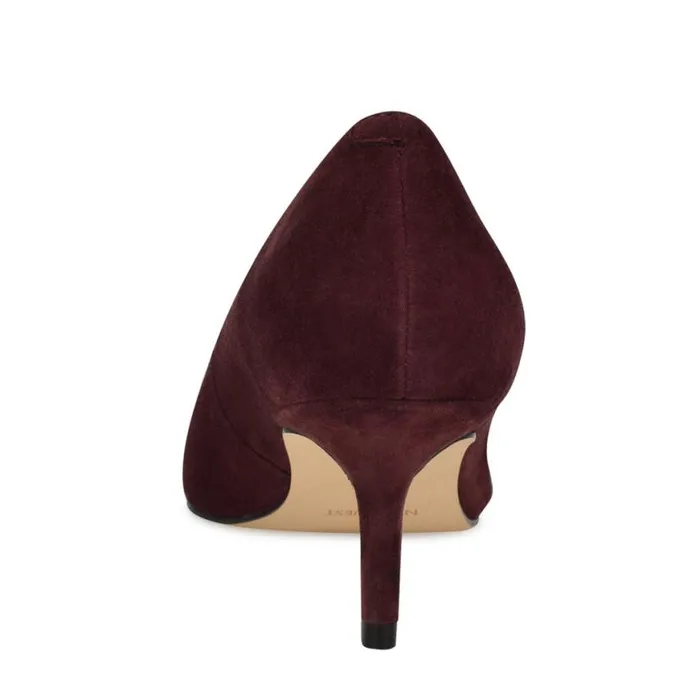 Nine West Heels Women Arlene Pointy Toe Pumps Dark Red Suede