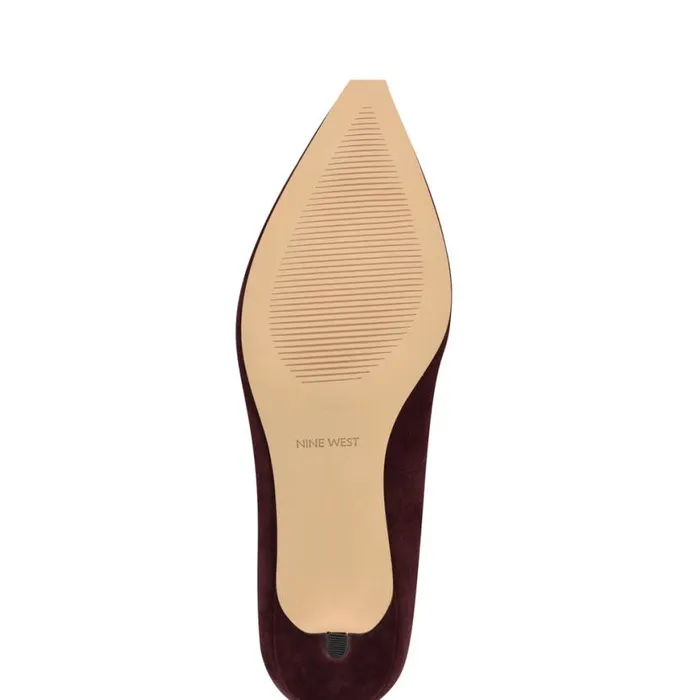 Nine West Heels Women Arlene Pointy Toe Pumps Dark Red Suede