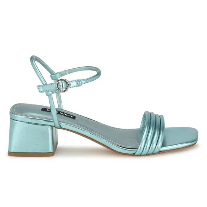 Nine West Heels Women Bernise Block Heel Sandals Blue