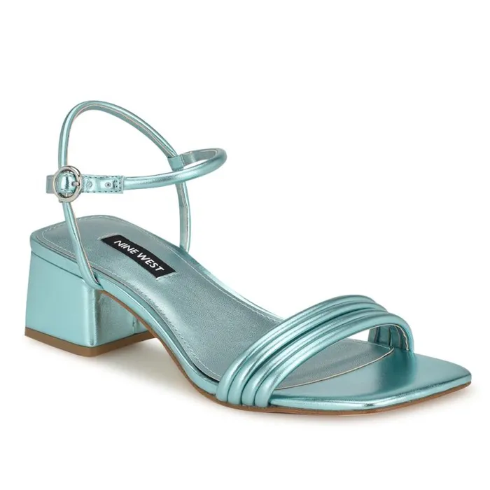 Nine West Heels Women Bernise Block Heel Sandals Blue