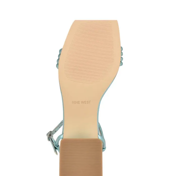 Nine West Heels Women Bernise Block Heel Sandals Blue