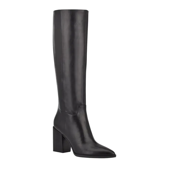 Nine West Heels Women Brixe Heeled Boots Black Leather Nine West Heels Women Brixe Heeled Boots Black Leather