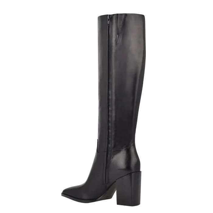 Nine West Heels Women Brixe Heeled Boots Black Leather Nine West Heels Women Brixe Heeled Boots Black Leather