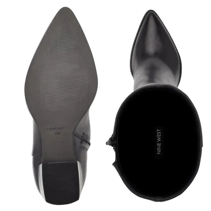 Nine West Heels Women Brixe Heeled Boots Black Leather Nine West Heels Women Brixe Heeled Boots Black Leather