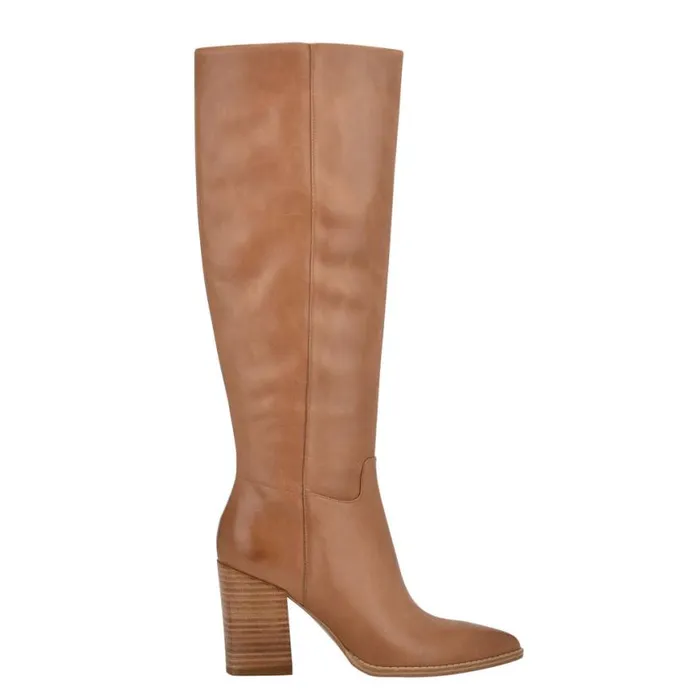 Nine West Heels Women Brixe Heeled Boots Medium Natural Leather