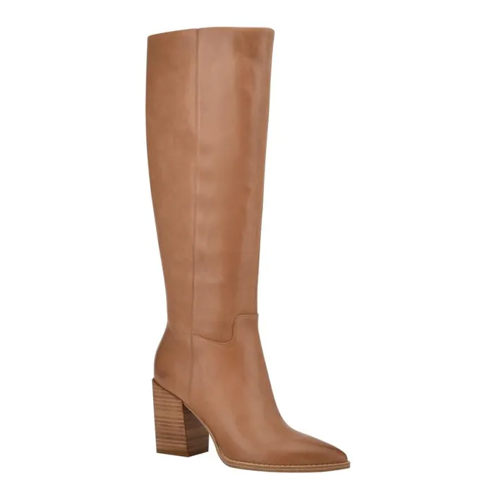 Nine West Heels Women Brixe Heeled Boots Medium Natural Leather
