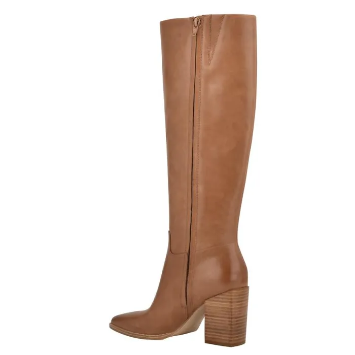 Nine West Heels Women Brixe Heeled Boots Medium Natural Leather