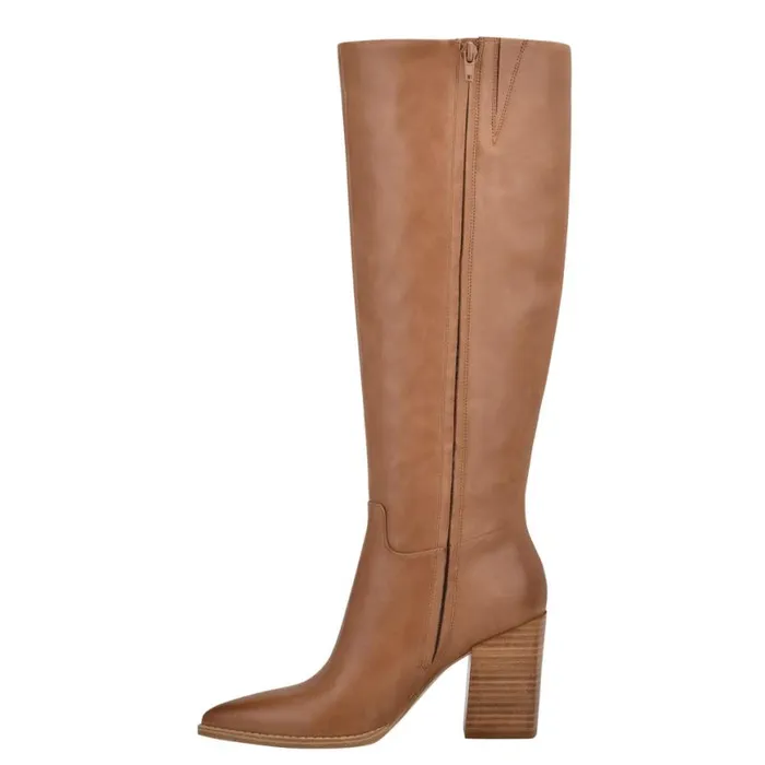 Nine West Heels Women Brixe Heeled Boots Medium Natural Leather