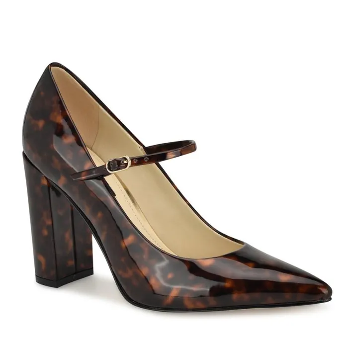 Nine West Heels Women Carlien Mary Jane Pumps Tortoise Patent