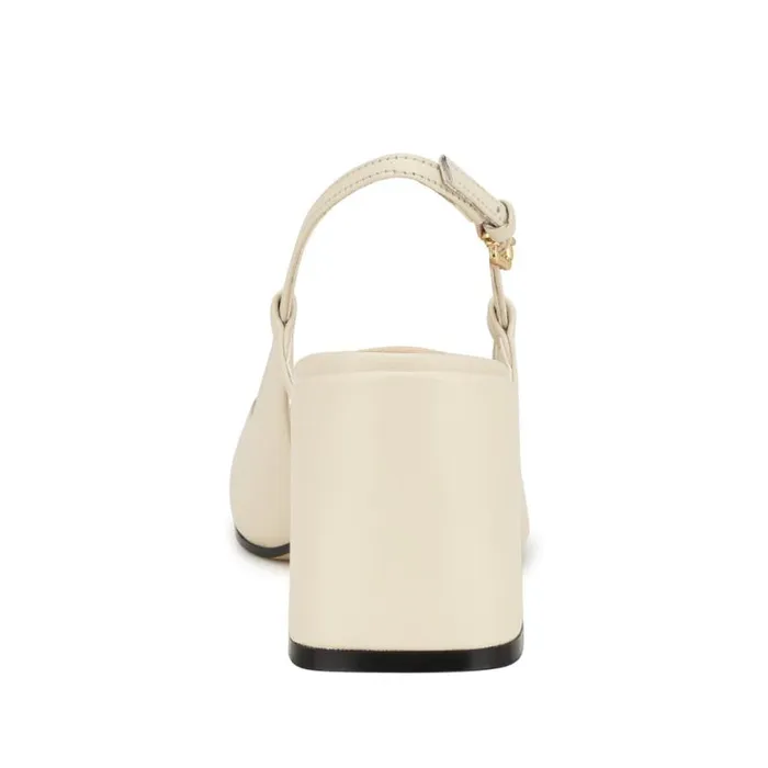 Nine West Heels Women Cast Block Heel Slingback Pumps Ivory Leather Nine West Heels Women Cast Block Heel Slingback Pumps Ivory Leather
