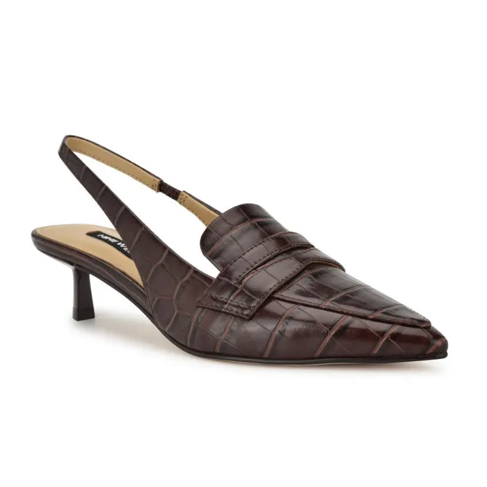 Nine West Heels Women Charlot Tailored Slingback Pumps Brown