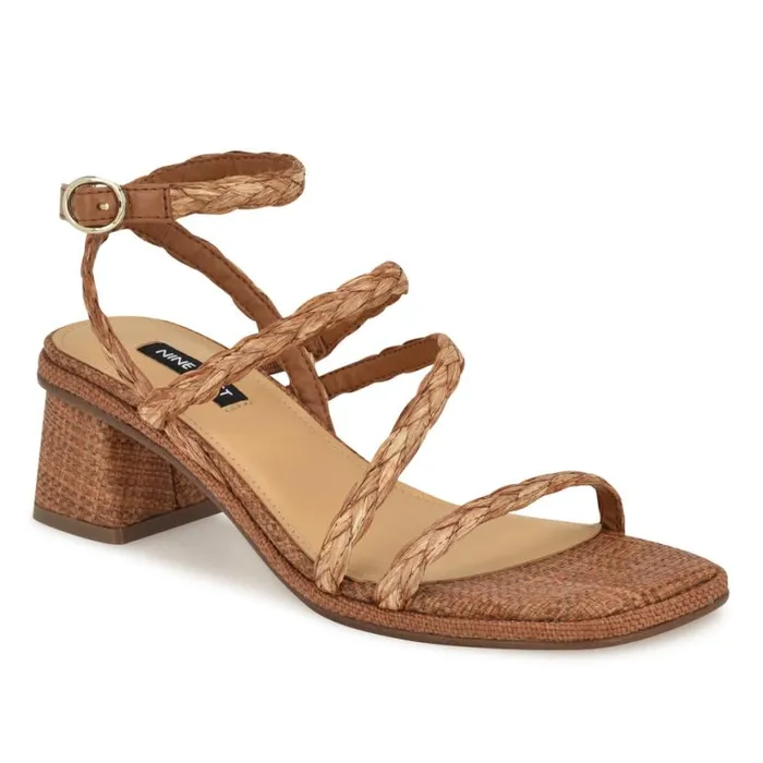 Nine West Heels Women Emolly Raffia Block Heel Sandals Brown Raffia Nine West Heels Women Emolly Raffia Block Heel Sandals Brown Raffia