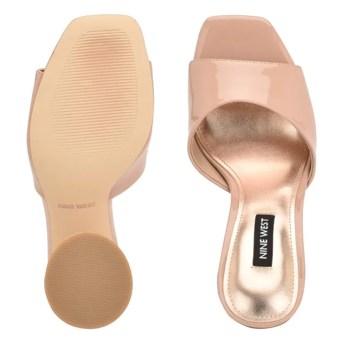 Nine West Heels Women Excit Heeled Slide Sandals Barely Nude Patent Nine West Heels Women Excit Heeled Slide Sandals Barely Nude Patent