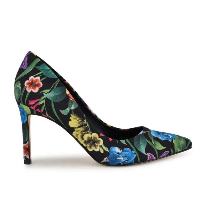 Nine West Heels Women Ezra Pointy Toe Pumps Black Floral