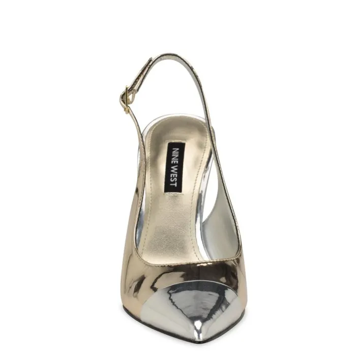 Nine West Heels Women Fabele Pointy Toe Slingback Pumps Platino Nine West Heels Women Fabele Pointy Toe Slingback Pumps Platino