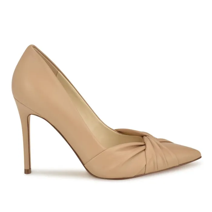 Nine West Heels Women Faiza Knotted Pointy Toe Pumps Light Tan
