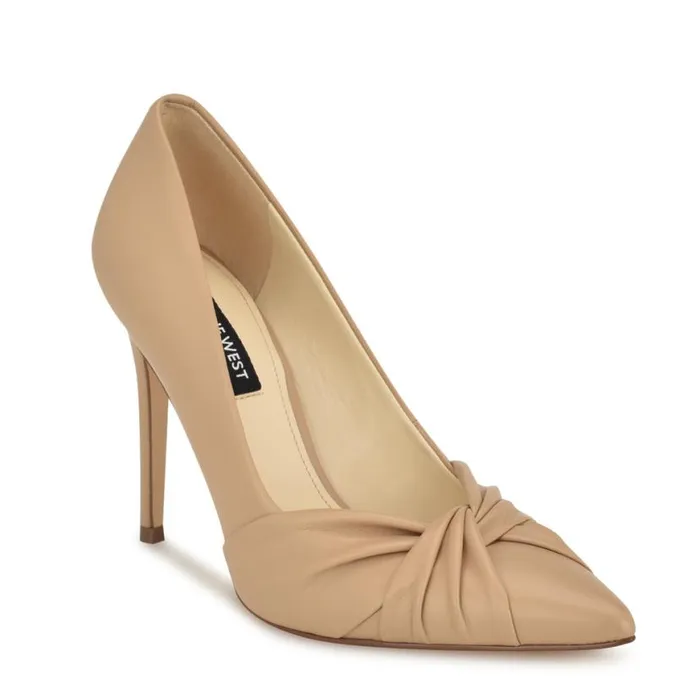 Nine West Heels Women Faiza Knotted Pointy Toe Pumps Light Tan