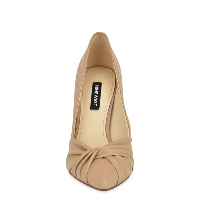 Nine West Heels Women Faiza Knotted Pointy Toe Pumps Light Tan