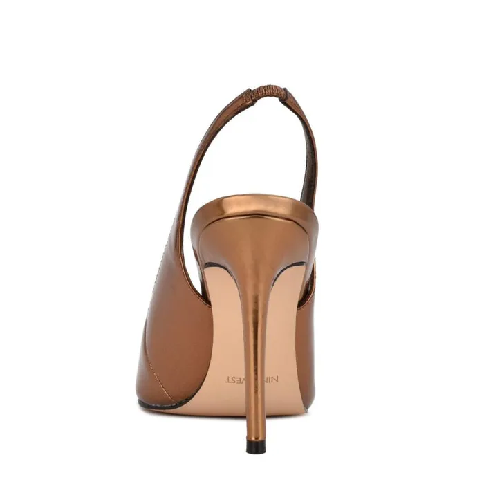 Nine West Heels Women Feather Pointy Toe Slingback Pumps Bronze Nine West Heels Women Feather Pointy Toe Slingback Pumps Bronze