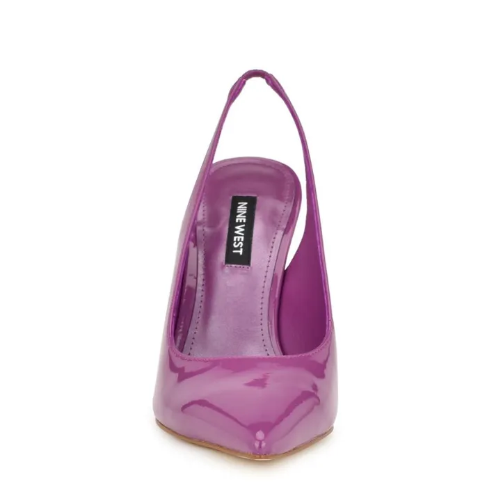 Nine West Heels Women Feather Pointy Toe Slingback Pumps Fuschia Patent