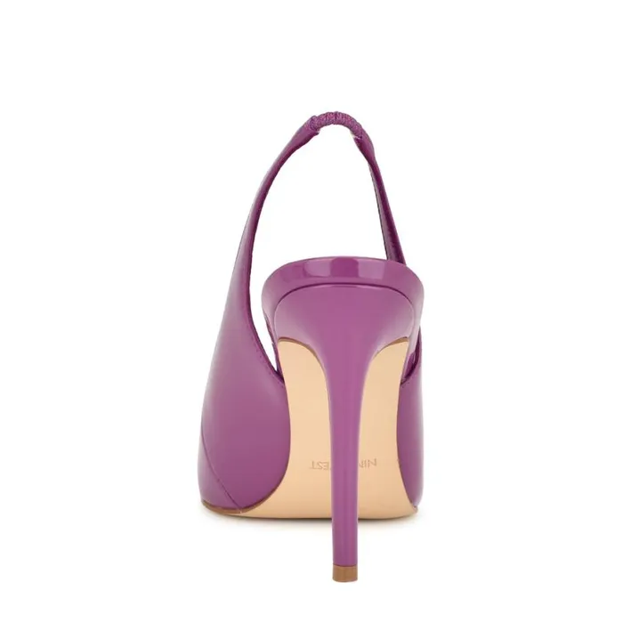 Nine West Heels Women Feather Pointy Toe Slingback Pumps Fuschia Patent