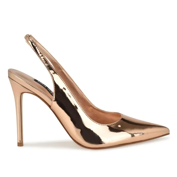 Nine West Heels Women Feather Pointy Toe Slingback Pumps Rose Gold