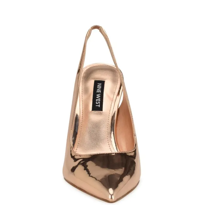 Nine West Heels Women Feather Pointy Toe Slingback Pumps Rose Gold