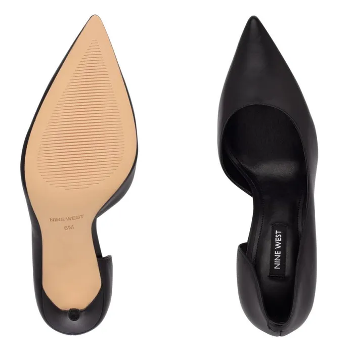 Nine West Heels Women Folowe D039Orsay Pointy Toe Pumps Black Leather
