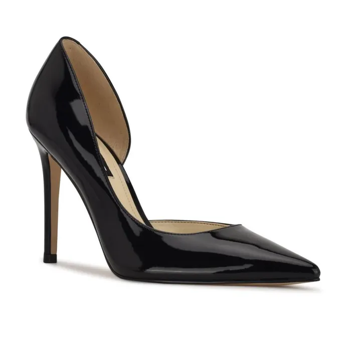 Nine West Heels Women Folowe D039Orsay Pointy Toe Pumps Black Patent