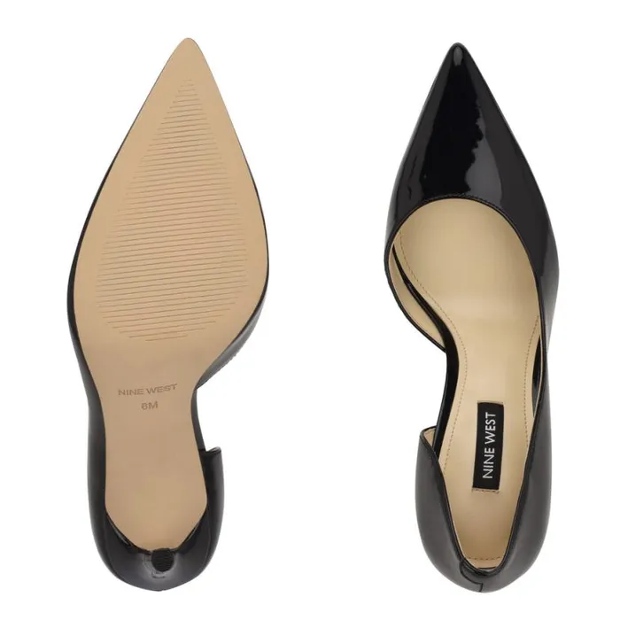 Nine West Heels Women Folowe D039Orsay Pointy Toe Pumps Black Patent