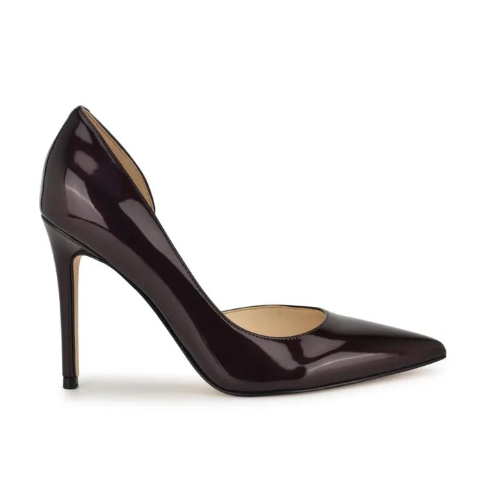 Nine West Heels Women Folowe D039Orsay Pointy Toe Pumps Dark Red Patent