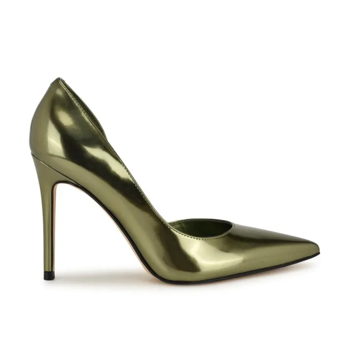 Nine West Heels Women Folowe D039Orsay Pointy Toe Pumps Green Mirror Patent