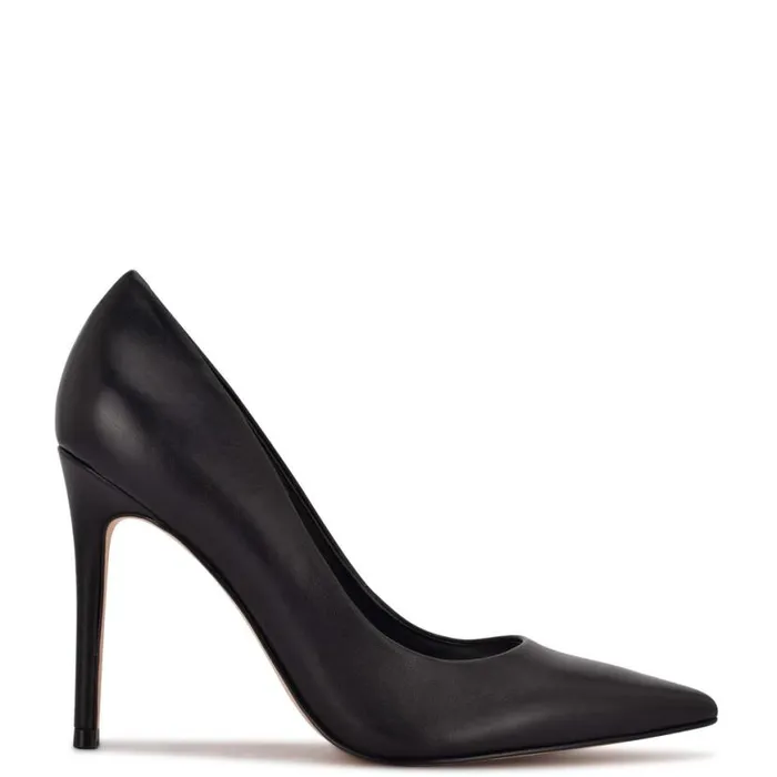 Nine West Heels Women Fresh Pointy Toe Pumps Black Leather