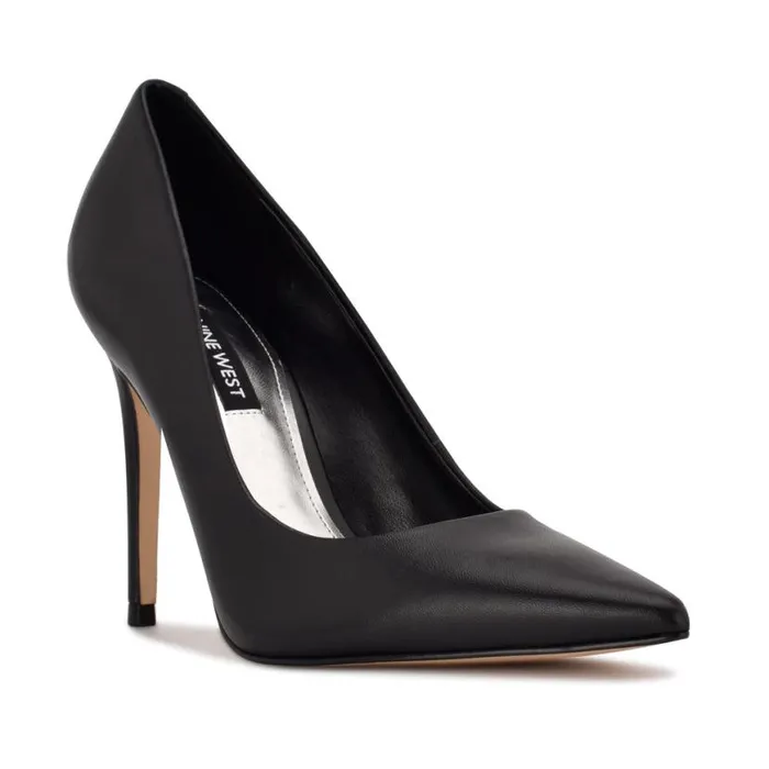 Nine West Heels Women Fresh Pointy Toe Pumps Black Leather Nine West Heels Women Fresh Pointy Toe Pumps Black Leather