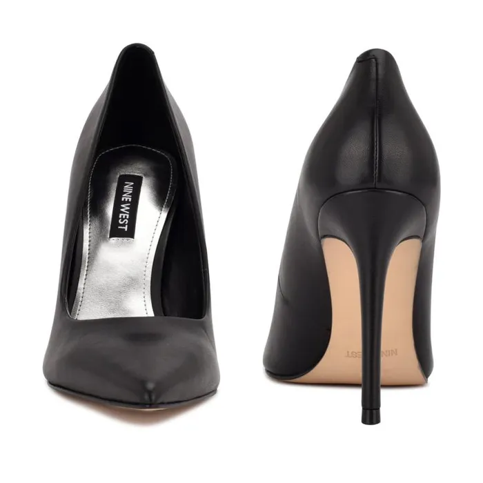 Nine West Heels Women Fresh Pointy Toe Pumps Black Leather Nine West Heels Women Fresh Pointy Toe Pumps Black Leather