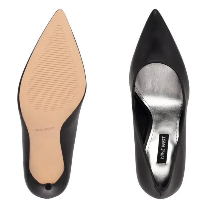 Nine West Heels Women Fresh Pointy Toe Pumps Black Leather Nine West Heels Women Fresh Pointy Toe Pumps Black Leather