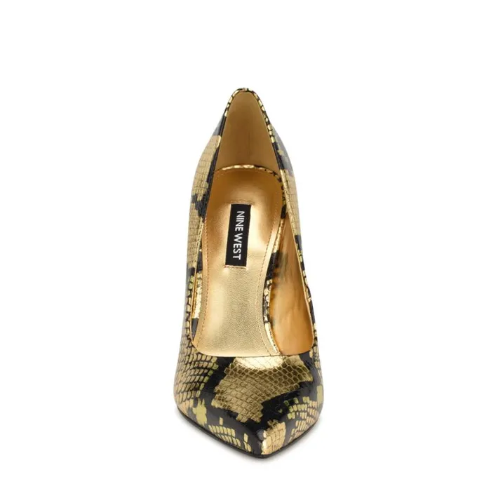 Nine West Heels Women Fresh Pointy Toe Pumps Gold Snake