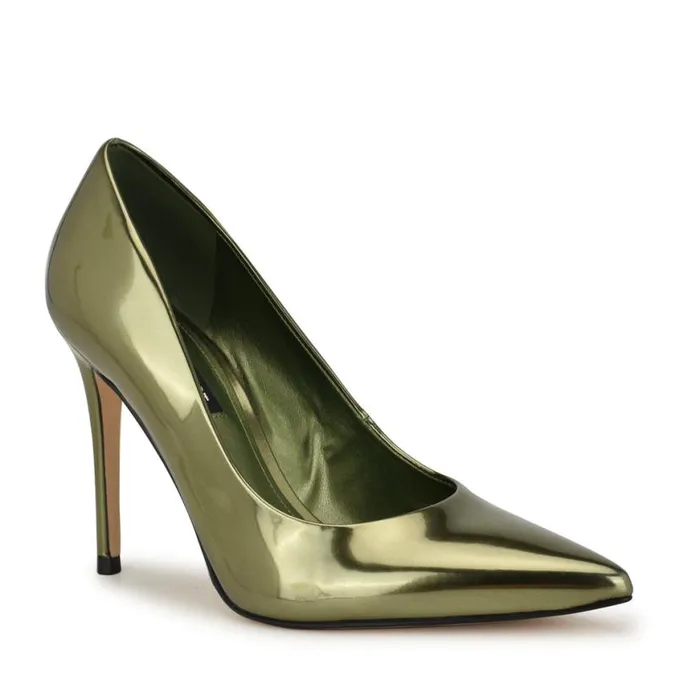 Nine West Heels Women Fresh Pointy Toe Pumps Green Mirror Patent Nine West Heels Women Fresh Pointy Toe Pumps Green Mirror Patent
