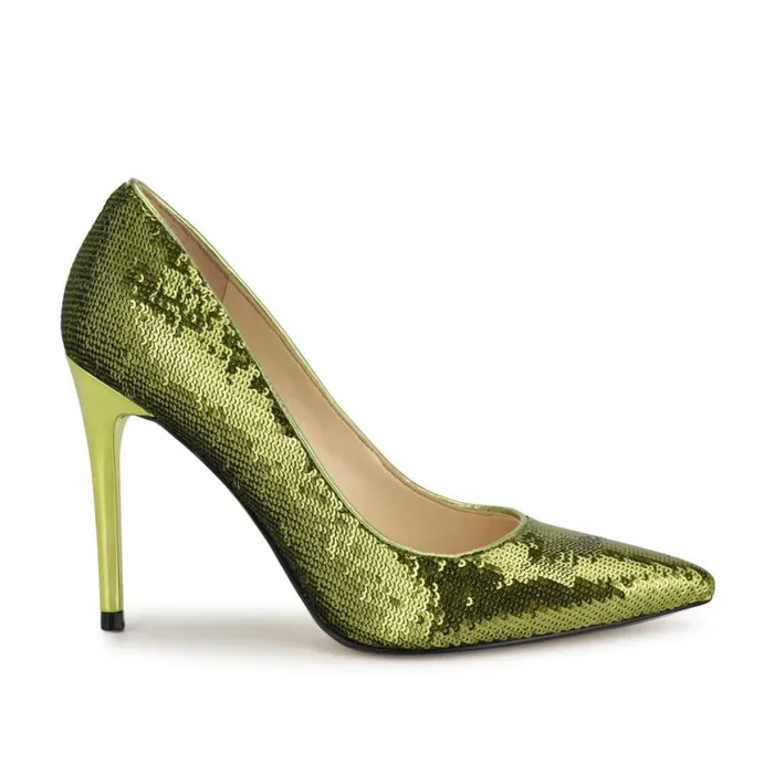 Nine West Heels Women Fresh Pointy Toe Pumps Green Sequin