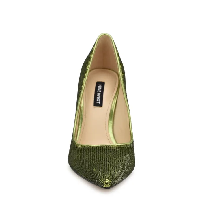Nine West Heels Women Fresh Pointy Toe Pumps Green Sequin Nine West Heels Women Fresh Pointy Toe Pumps Green Sequin