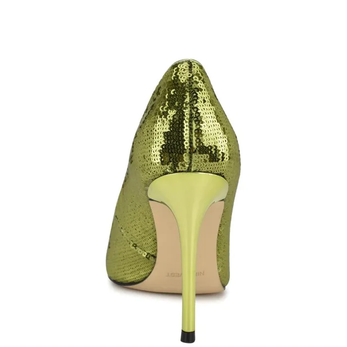 Nine West Heels Women Fresh Pointy Toe Pumps Green Sequin Nine West Heels Women Fresh Pointy Toe Pumps Green Sequin