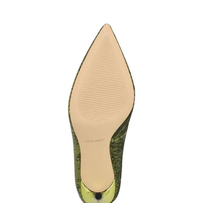 Nine West Heels Women Fresh Pointy Toe Pumps Green Sequin Nine West Heels Women Fresh Pointy Toe Pumps Green Sequin