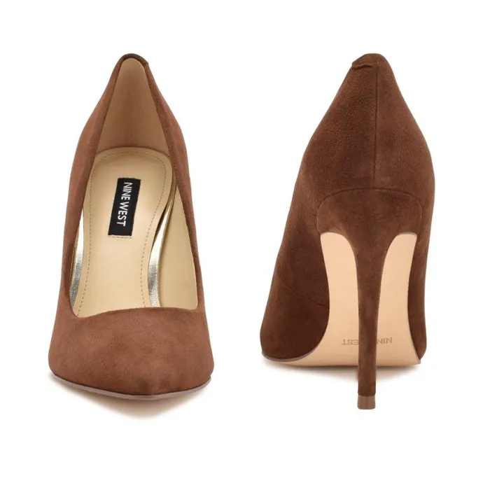 Nine West Heels Women Fresh Pointy Toe Pumps Medium Brown Suede